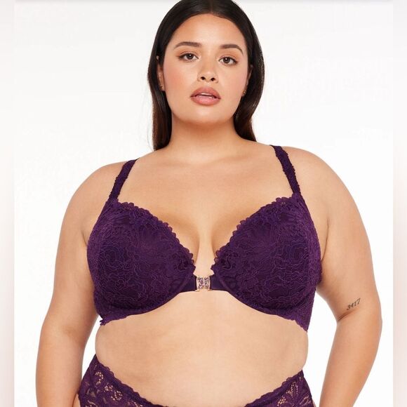 Savage X Fenty romantic corded lace playtime purple push up bra sz 38 DDD - Picture 1 of 6